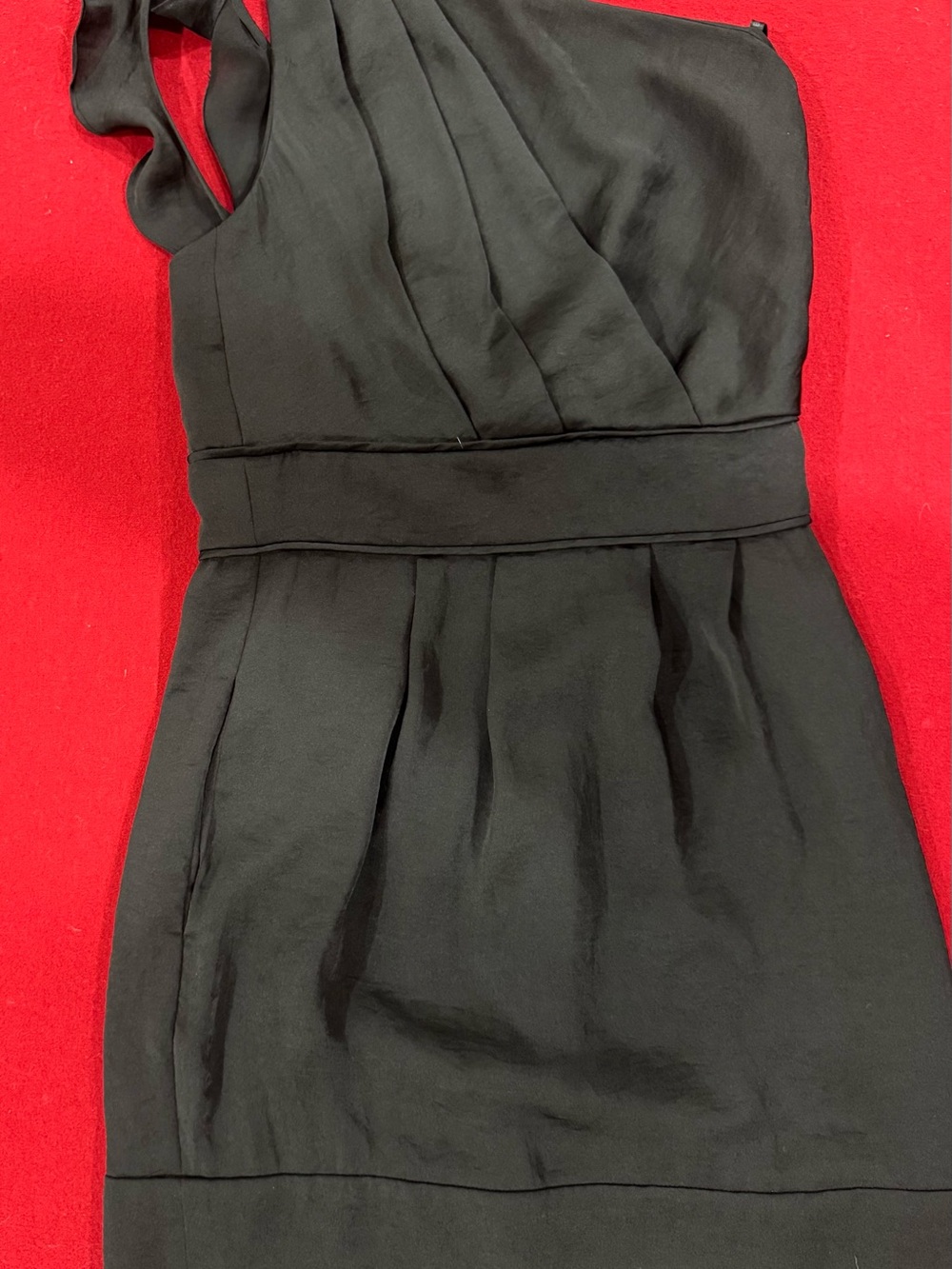 BCBGeneration Black One-Shoulder Pleated Cocktail Dress